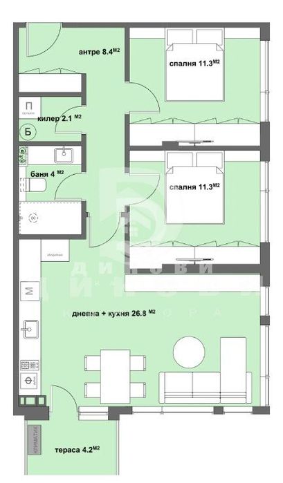 Продава се Тристаен апартамент в Стара Загора, Аязмото - 94 кв.м за 1511 €/кв.м - Снимка #3