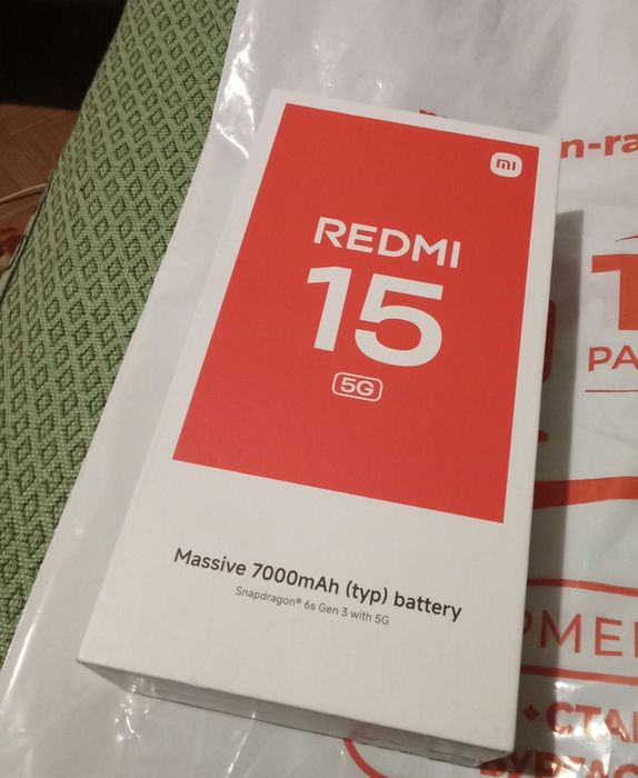 Xiaomi redmi 15 5G 8 RAM 256 ром гаранция пълен комплект