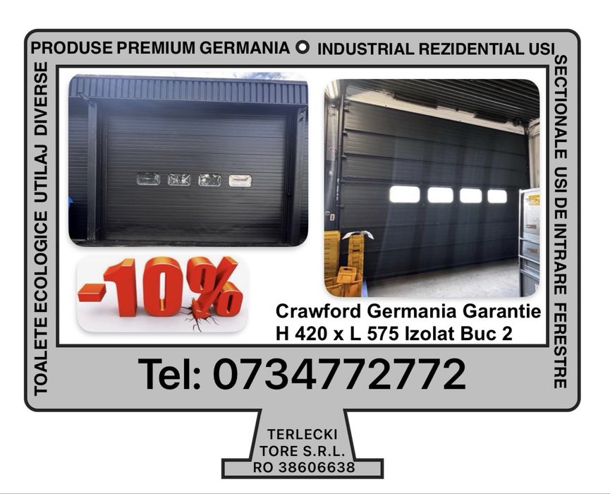 USA SECTIONALA INDUSTRIALA Crawford  poarta hala garaj  H 420  x L 575