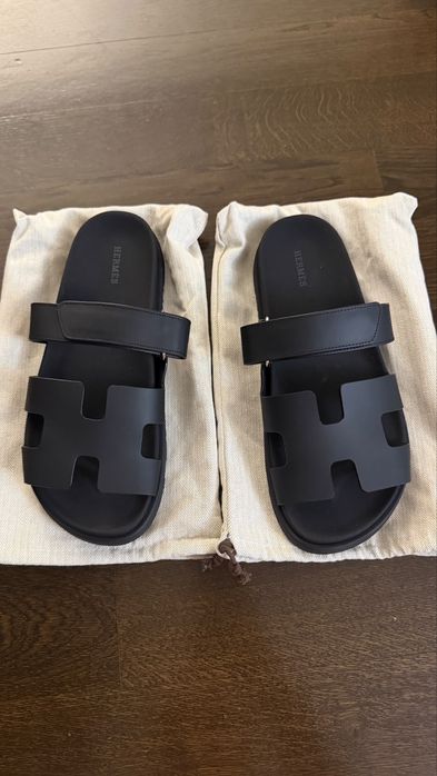 Papuci pt barbati Hermes piele neagra 44