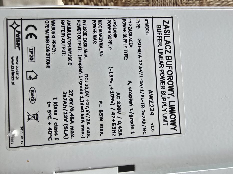 Sursă de alimentare tampon liniară Pulsar AWZ224 v2.0 (24V / 2A) - Nouă
