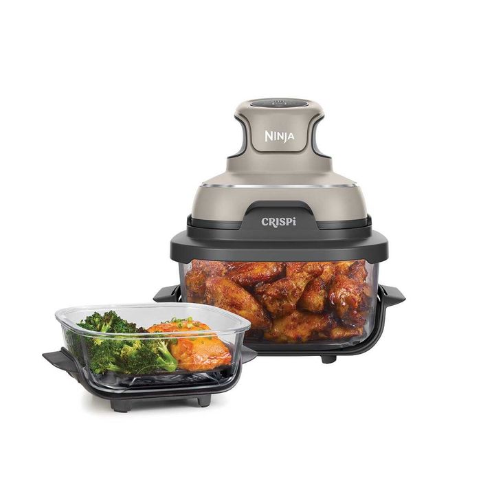 Friteuza cu aer cald Ninja CRISPi 4in1 FN101, PowerPod 1700W, 3.8L/1.4L, 2 recipiente sticla termorezistenta TempWare, etc