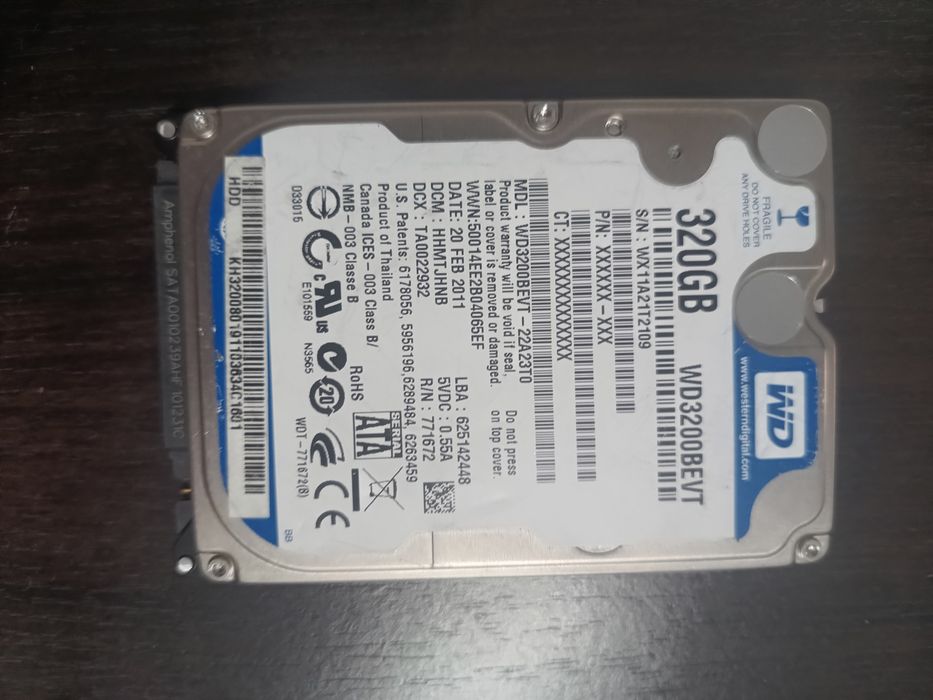 Lot 4 HDD-uri Laptop 2.5" SATA (Toshiba, WD, Hitachi) - 500GB / 320GB / 160GB / 80GB