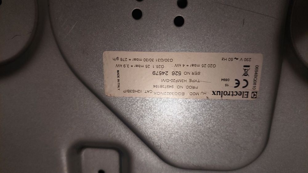 Plita cu gaz, incorporabila inox Electrolux, 2 arzatoare, utilizata