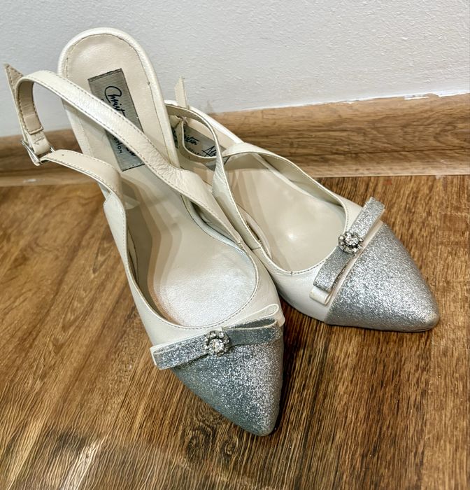 Pantofi mireasa alb perla CHRISTIAN ALBU - facuti la comanda