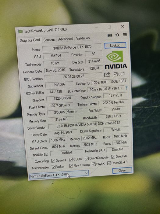 Видеокарта GeForce GTX 1070