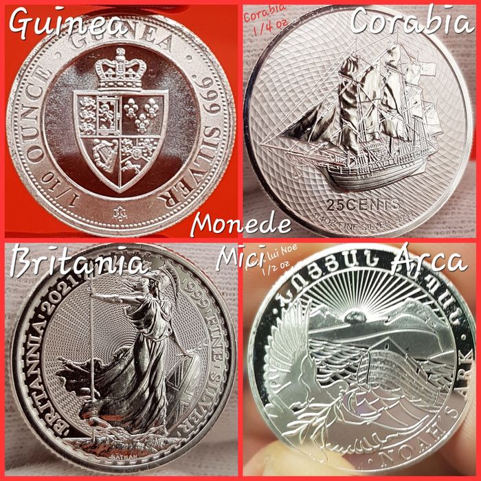 Monede atipice 0.1, 0.25, 0.5, 5, 10 oz argint lingou 999 botez