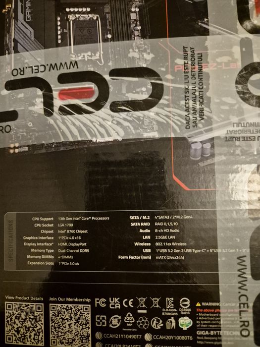 Placa de baza Gigabyte B760m gaming X AX DDR5