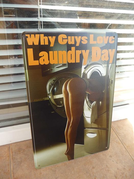 Метална табела Защо мъжете обичат деня за пране еротика дупе пералня