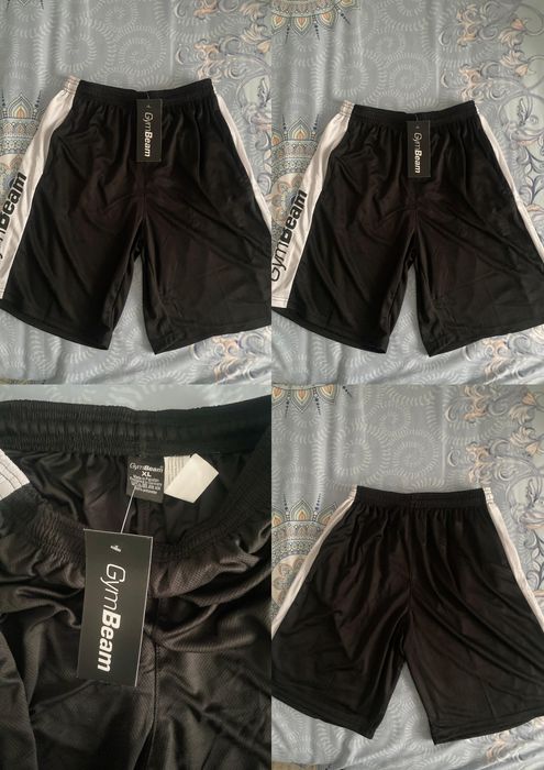 Pantaloni scurți GymBeam, mărime XL, negru cu alb