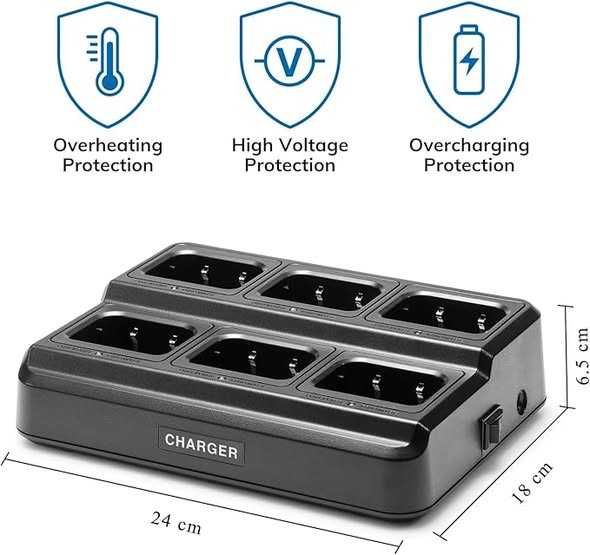 Stație walkie-talkie PMR446 , cu 16 canale PT88E ,Negru, 6 bucăți