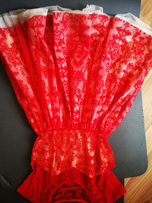 Rochie rosie craciun dantela xs