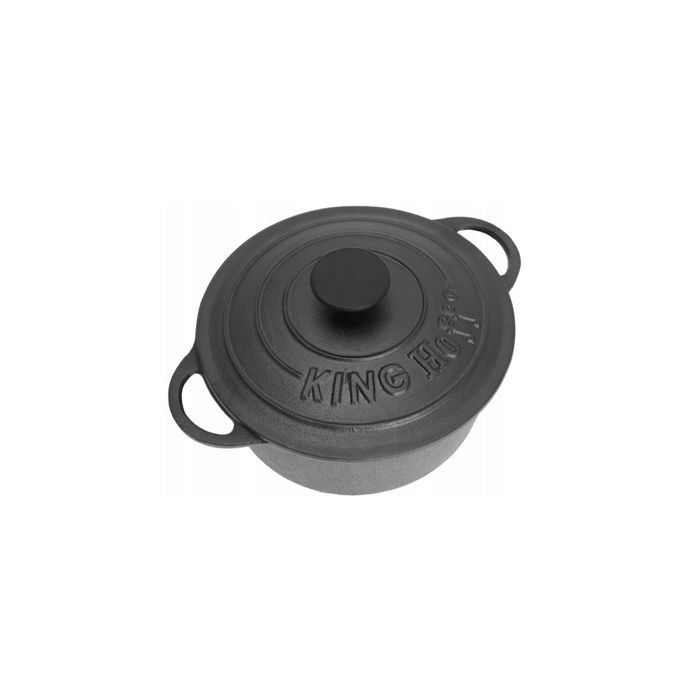 Oala din fonta 2.4litri, 21cm, cu capac, negru, KingHoff