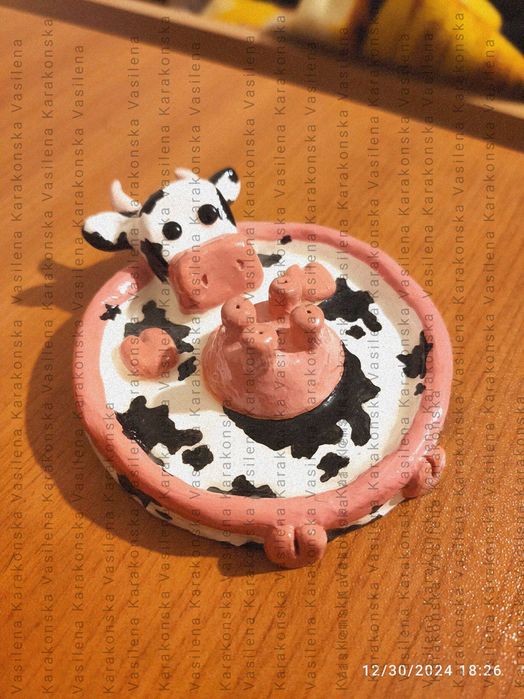 Глина глинена фигура фигурка Крава за ароматни пръчици по поръчка