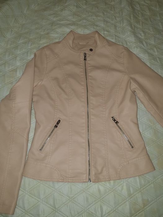 Ново кожено яке цвят пудра