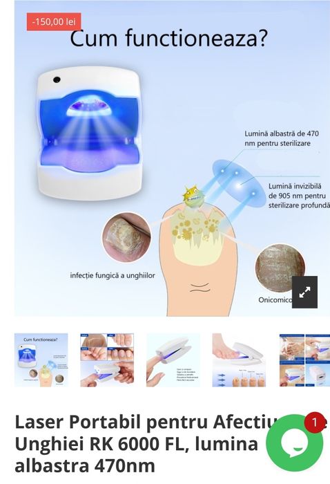 Aparat cu laser pentru afectiuni ale Unghiei RK6000FL, lumina albastră