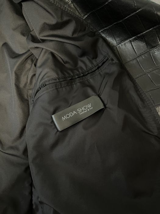 Geacă din piele naturală neagră tip croco, M/L, NOUĂ, Calitate PREMIUM