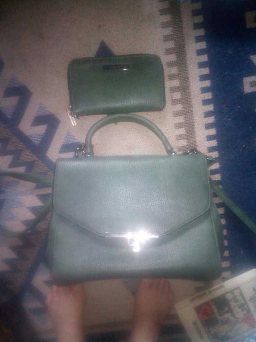 сумка женская болотного цвета экокожа