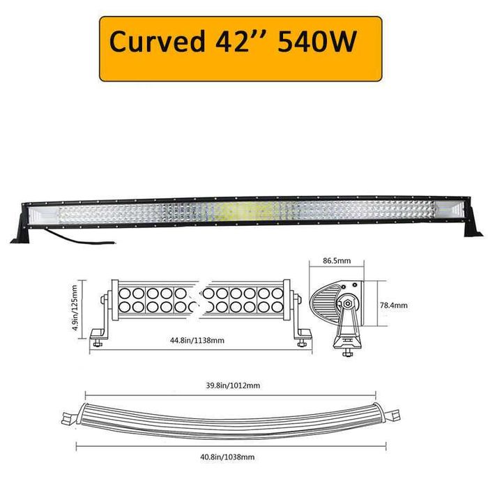 7D Извит Диоден лед бар, извит бар / LED bar 105см 540W