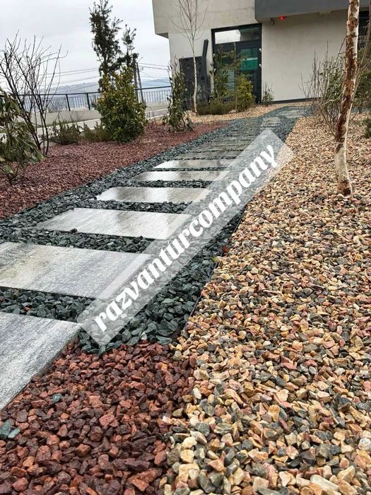 Piatra decorativa gradina/ gard /gabion 80-120 mm Gri antracit - Maro