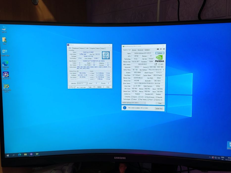 i5 9400/GTX 1070 Ti 8GB/16 Ram DDR4 2666Mhz/SSD+HDD/530w - компютър