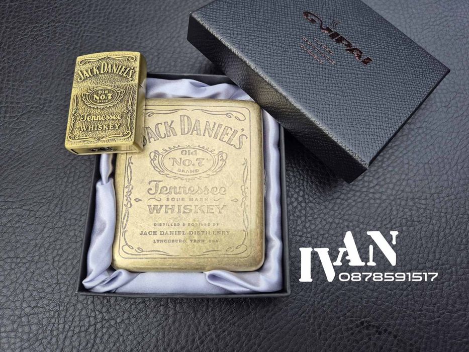 Табакера от месинг и запалка комплект Jack Daniel's