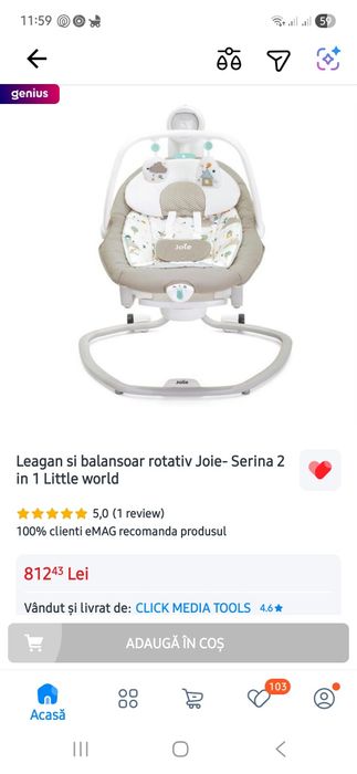 Leagăn rotativ Joie Serina 2 in 1