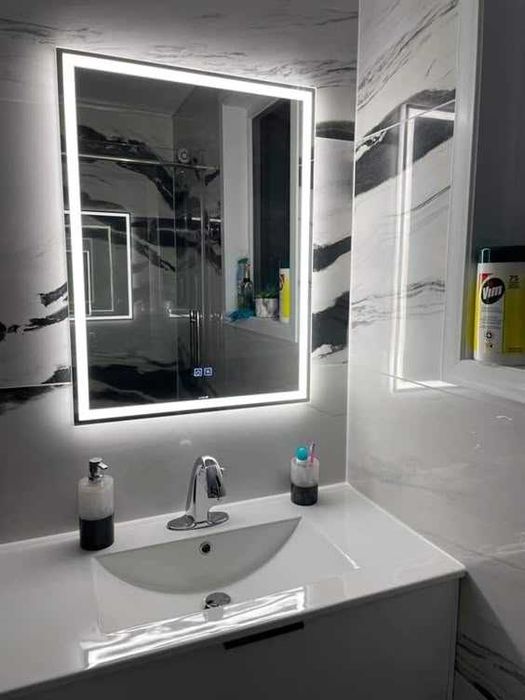 Зеркало с подсветкой в ванную 60х80 или 80х60 Антипар с подогревом