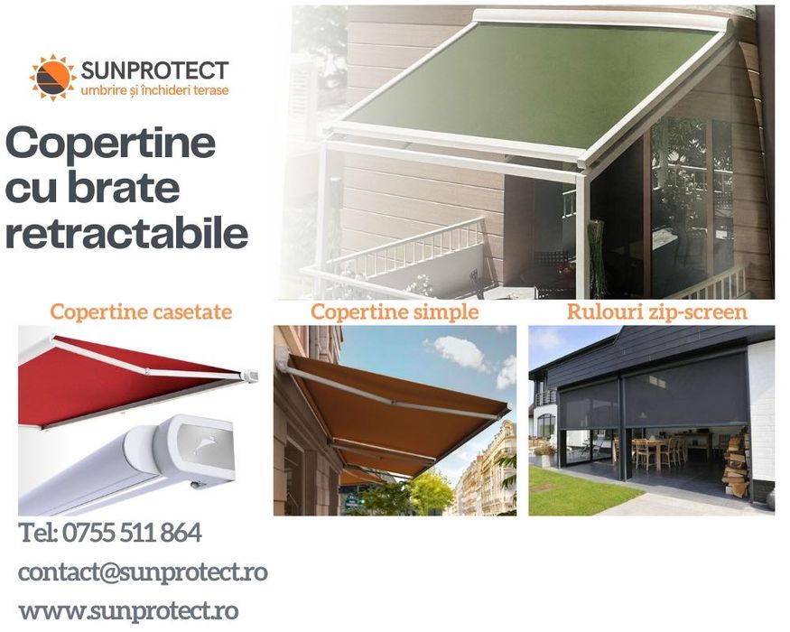 Copertine/Marchize retractabile. Casetate, Simple, Verticale, Zip