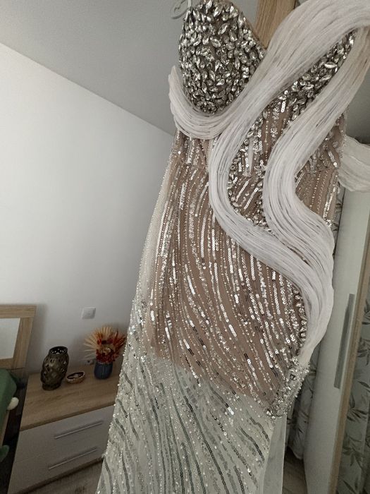 Rochie de seară HARD COUTURE, mărimea M, stil sirenă cu detalii 3D