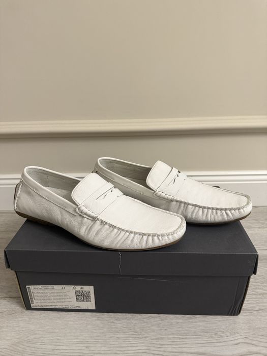 Мокасины мужские, белые