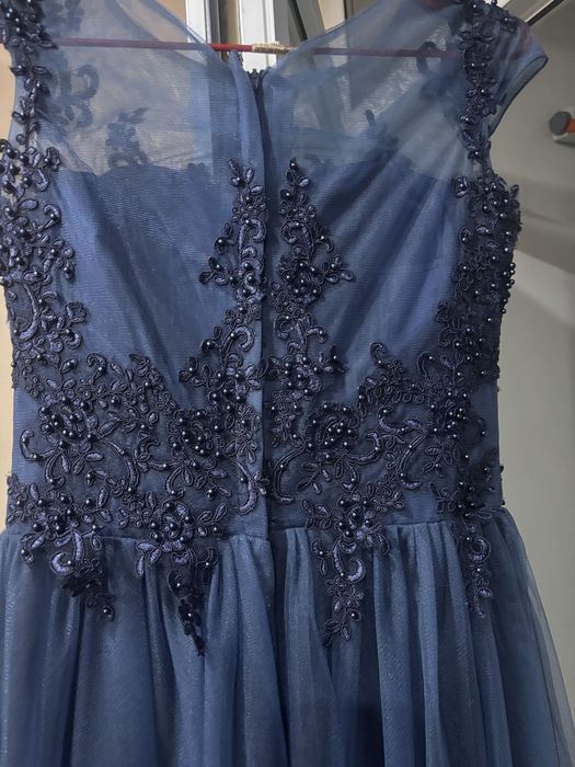 Rochie eleganta pe comanda lunga bleumarin