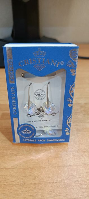 Сребърни обеци Cristiani Сърца с кристали Swarovski – С кутия и сертификат