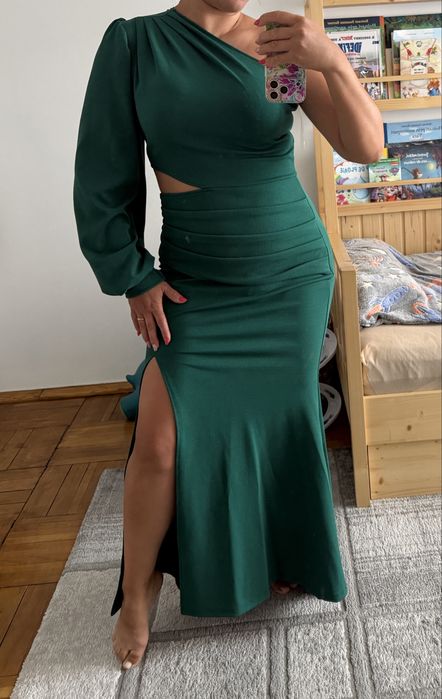 Rochie lunga marimea M L verde si bordo NOUA!