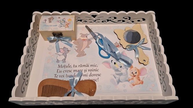 Tavita de mot sau turta, pentru băiat sau fata, set de 5 piese