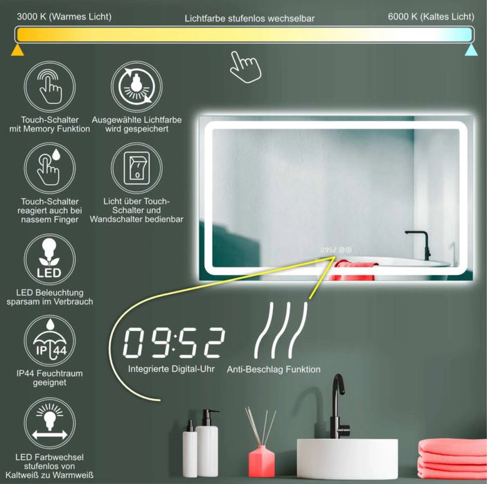 Oglinda inteligenta cu led 100/60 cm