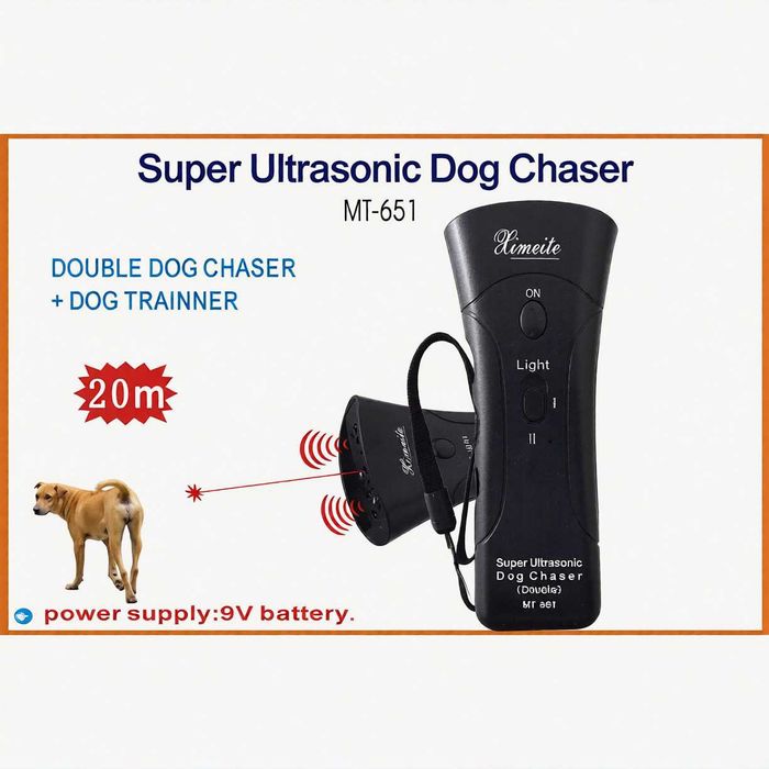 Нов качествен модел ултразвуков кучегон Double Dog Chaser и Dog Trainer + подарък батерия 9 волта!