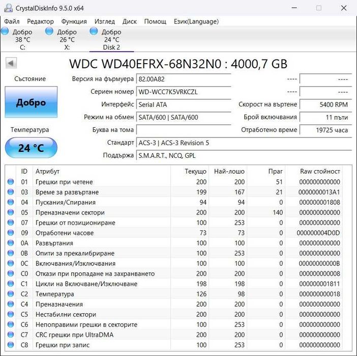 Tвърд Диск HDD 4Tb Western Digital RED SATA III 6Gb/s WD40EFRX-68N32N0
