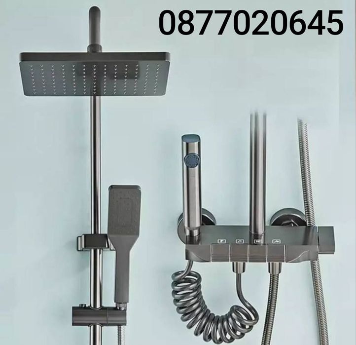 Душ система със стенен термостатен смесител тип пиано 4 функции