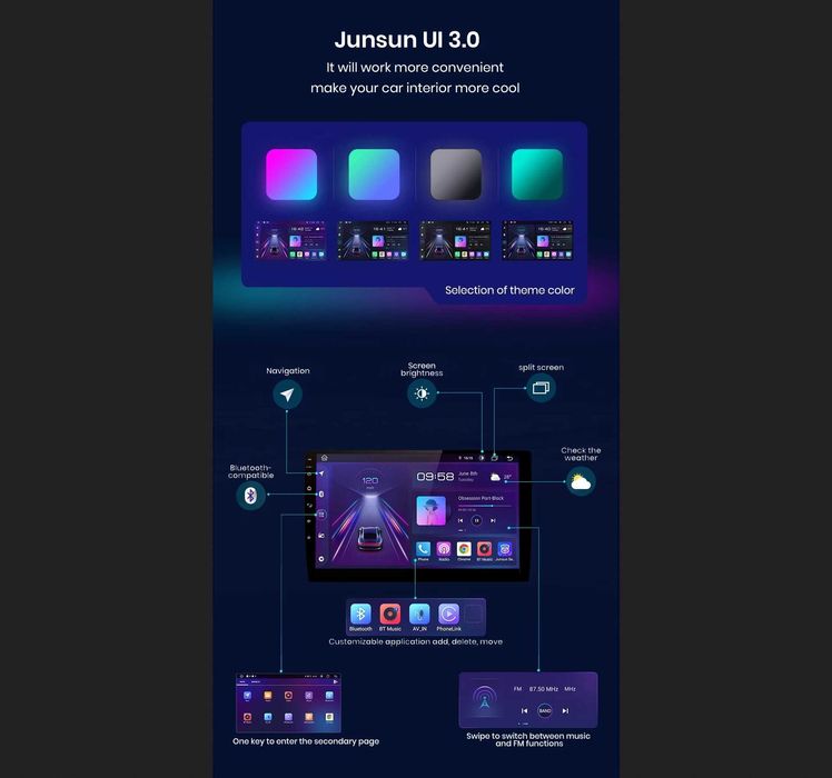 9” 2-DIN мултимедия с Android 12, 8-core 1.6GHz, 4/64GB, RDS