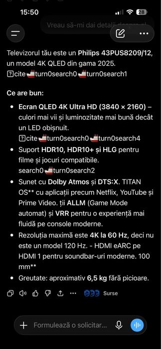televizor Phillips QLED 4K 108cm ambilight