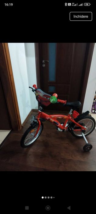 Bicicletă copii unisex Disney Cars (Fulger McQueen), roșie