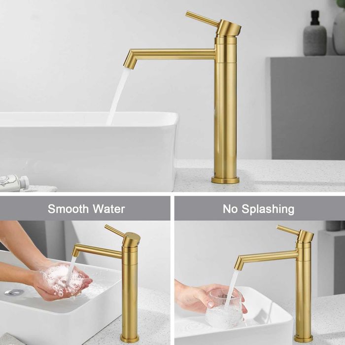 Baterie baie aurie,înalt pentru blat, rotație la 360°, înălțime 204 mm