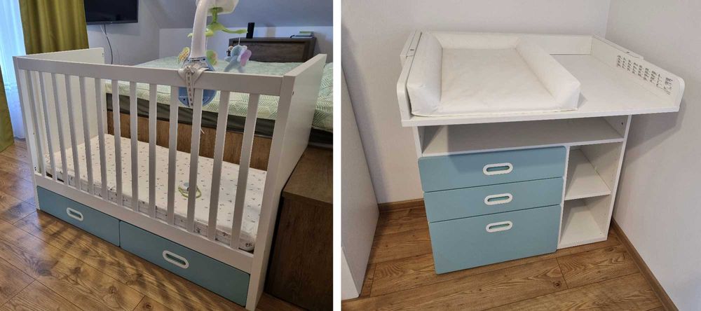 IKEA Patut cu saltea + Masa infasat cu saltea