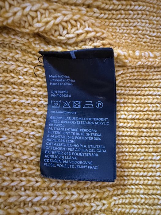 Плетен пуловер H&M в цвят горчица