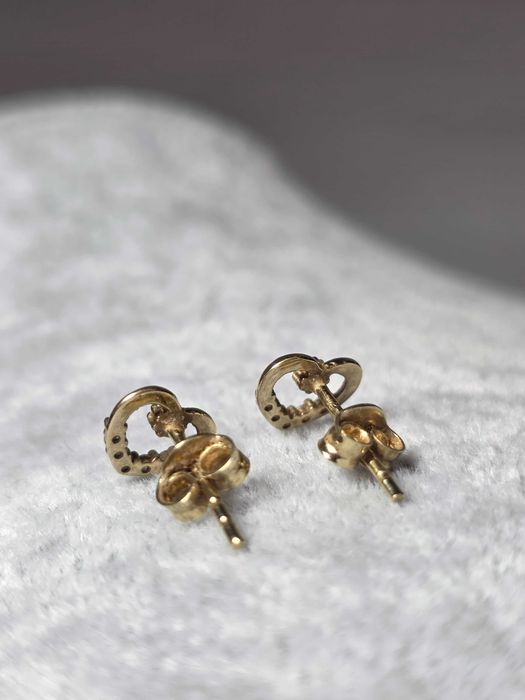 Cercei Aur Galben 14K Inimă cu Pietricele Strălucitoare | Eleganță Delicată