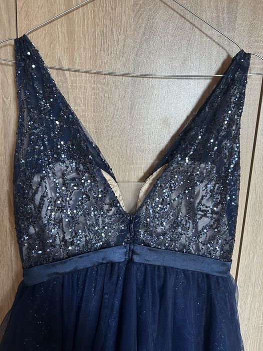 Официална къса рокля - тъмно син цвят