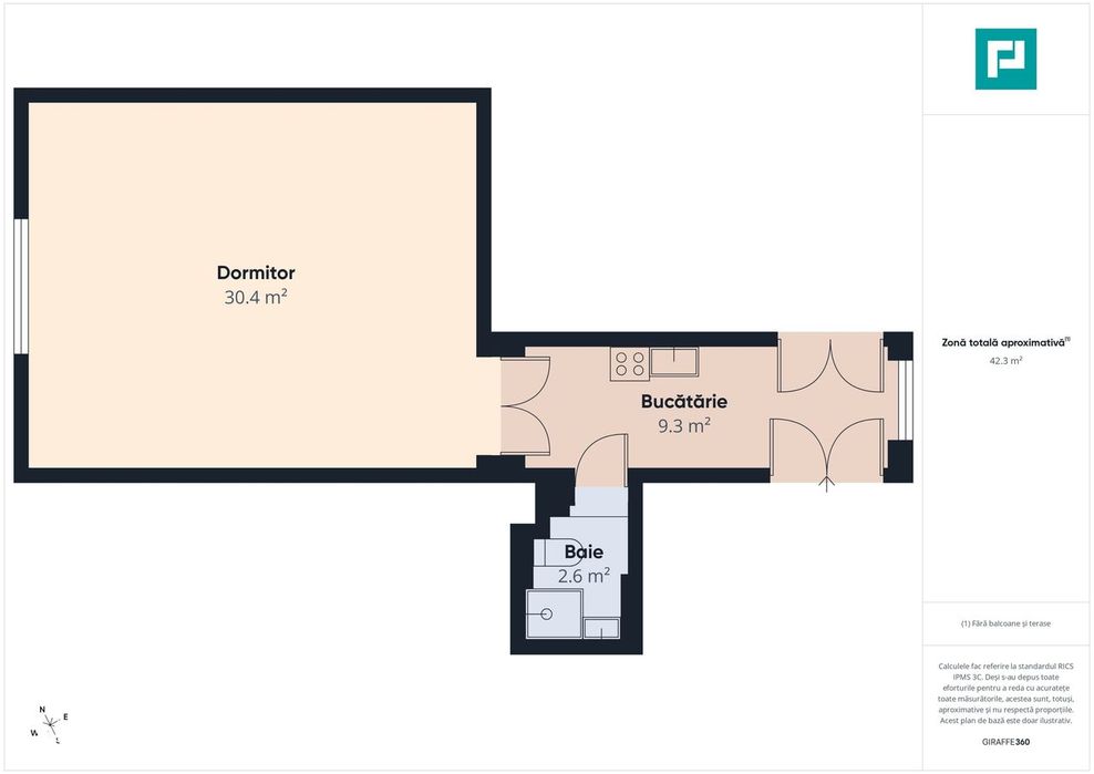 Apartament 1 cameră, 42 mp,  Zona Fabric (FEAA)