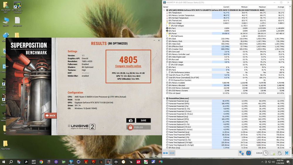 Placa video GIGABYTE RTX 3070 Ti VISION OC - Stare foarte buna