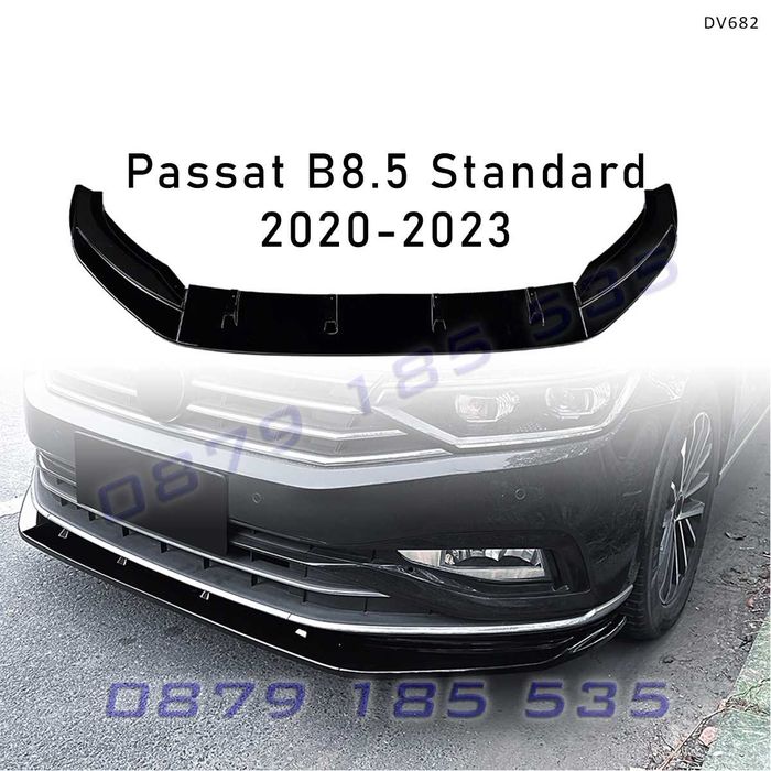 Преден спойлер броня Volkswagen Passat B8.5 2020–2023 гланц черен DV682 тунинг лип предна броня пасат tuning preden lip spoiler